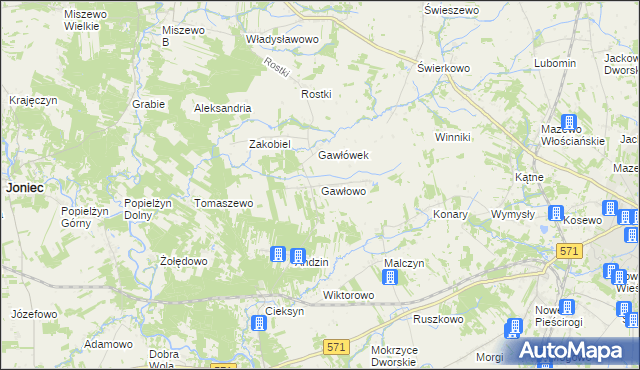 mapa Gawłowo, Gawłowo na mapie Targeo