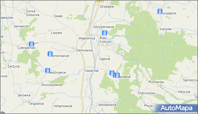 mapa Gębice gmina Strzelin, Gębice gmina Strzelin na mapie Targeo