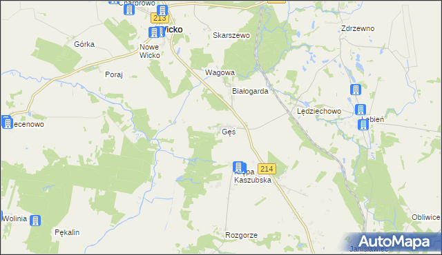 mapa Gęś gmina Wicko, Gęś gmina Wicko na mapie Targeo