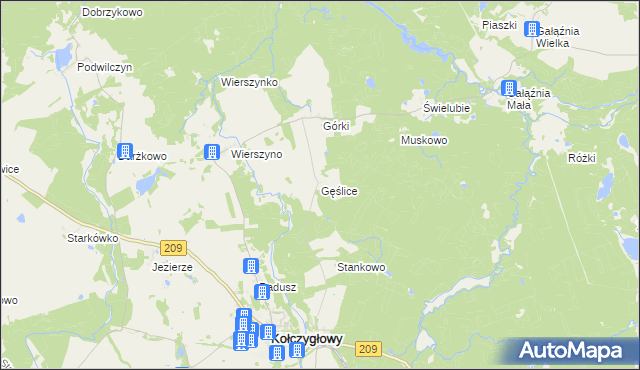 mapa Gęślice, Gęślice na mapie Targeo