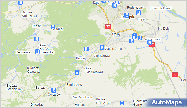 mapa Giedlarowa, Giedlarowa na mapie Targeo
