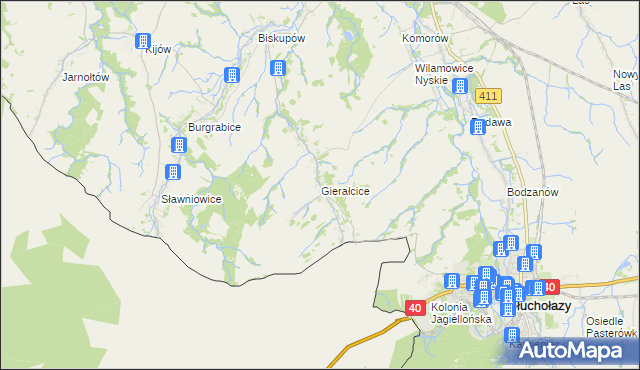 mapa Gierałcice gmina Głuchołazy, Gierałcice gmina Głuchołazy na mapie Targeo