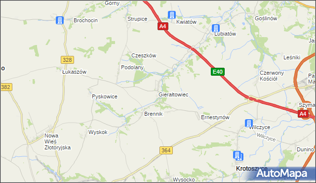 mapa Gierałtowiec, Gierałtowiec na mapie Targeo