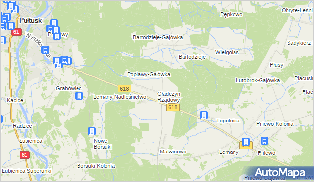 mapa Gładczyn Rządowy, Gładczyn Rządowy na mapie Targeo