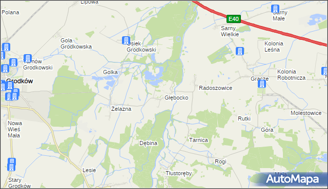 mapa Głębocko gmina Grodków, Głębocko gmina Grodków na mapie Targeo