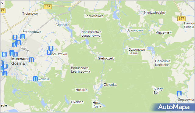 mapa Głęboczek gmina Murowana Goślina, Głęboczek gmina Murowana Goślina na mapie Targeo