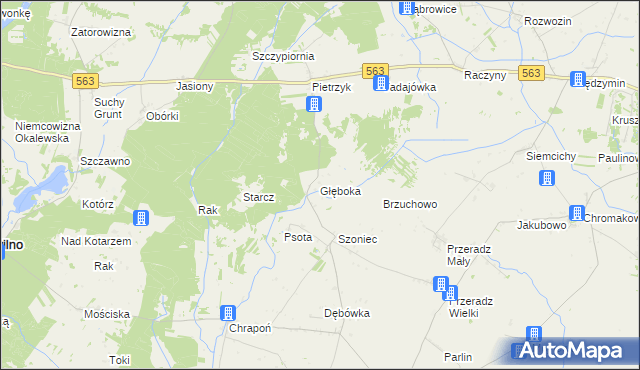 mapa Głęboka gmina Lutocin, Głęboka gmina Lutocin na mapie Targeo