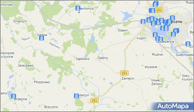 mapa Gleźno, Gleźno na mapie Targeo