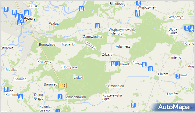 mapa Glinianki gmina Pyzdry, Glinianki gmina Pyzdry na mapie Targeo