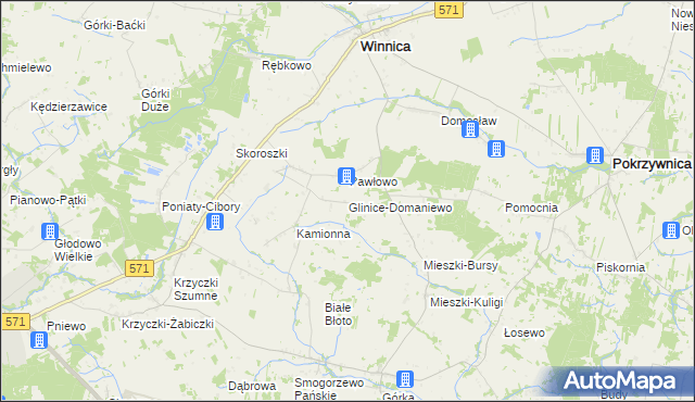 mapa Glinice-Domaniewo, Glinice-Domaniewo na mapie Targeo