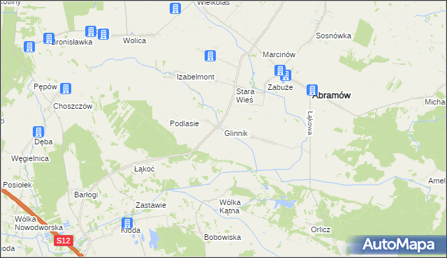 mapa Glinnik gmina Abramów, Glinnik gmina Abramów na mapie Targeo