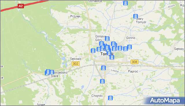 mapa Glinno gmina Nowy Tomyśl, Glinno gmina Nowy Tomyśl na mapie Targeo