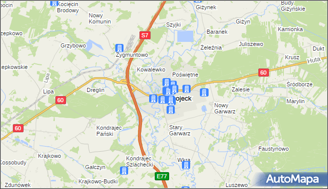 mapa Glinojeck, Glinojeck na mapie Targeo