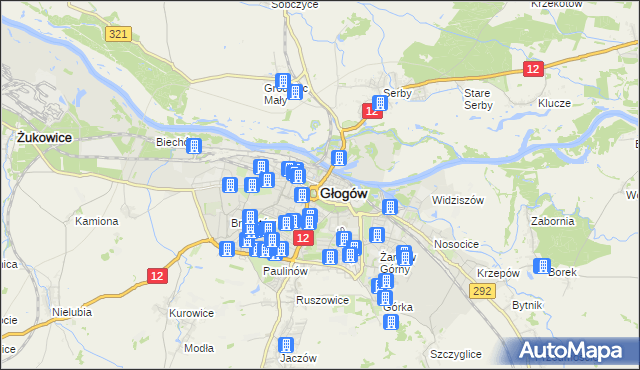 mapa Głogów, Głogów na mapie Targeo