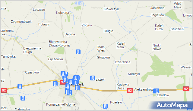 mapa Głogowa gmina Kłodawa, Głogowa gmina Kłodawa na mapie Targeo