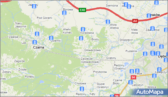 mapa Głowaczowa, Głowaczowa na mapie Targeo