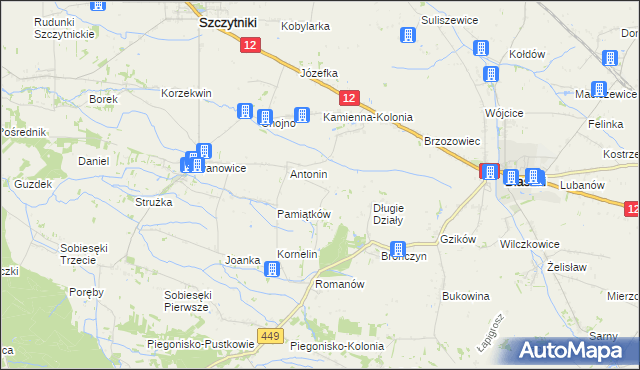 mapa Główczyn gmina Szczytniki, Główczyn gmina Szczytniki na mapie Targeo