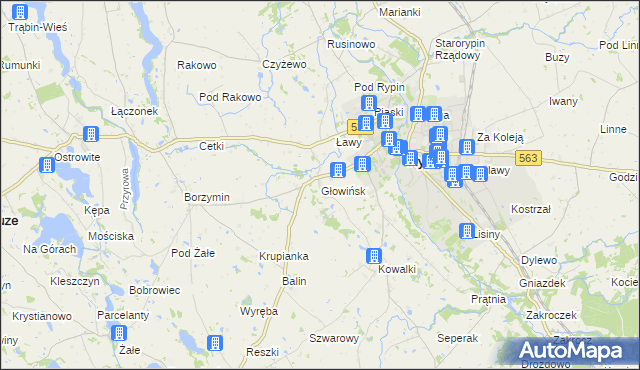 mapa Głowińsk, Głowińsk na mapie Targeo