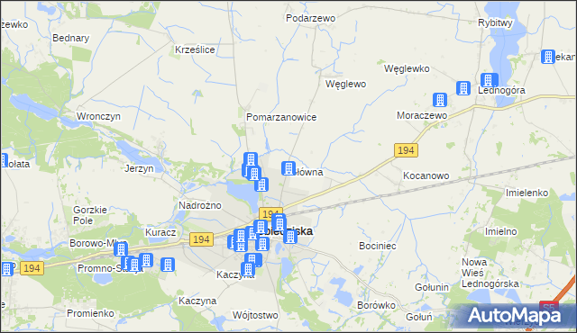 mapa Główna gmina Pobiedziska, Główna gmina Pobiedziska na mapie Targeo