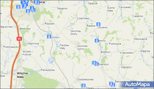 mapa Głuchów Górny, Głuchów Górny na mapie Targeo