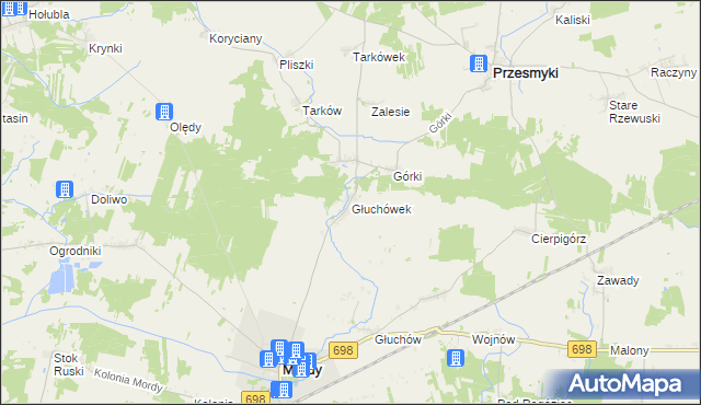 mapa Głuchówek gmina Przesmyki, Głuchówek gmina Przesmyki na mapie Targeo