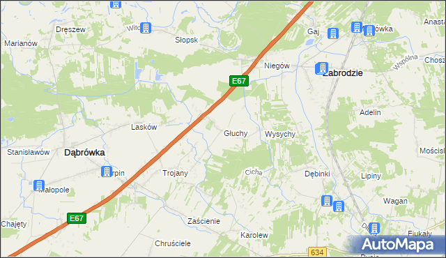 mapa Głuchy, Głuchy na mapie Targeo