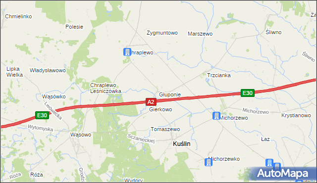 mapa Głuponie, Głuponie na mapie Targeo