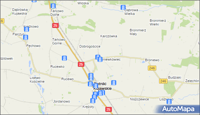 mapa Gniewkówiec, Gniewkówiec na mapie Targeo