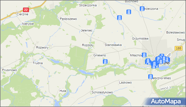 mapa Gniewno, Gniewno na mapie Targeo