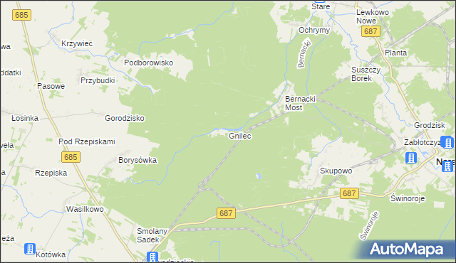 mapa Gnilec, Gnilec na mapie Targeo