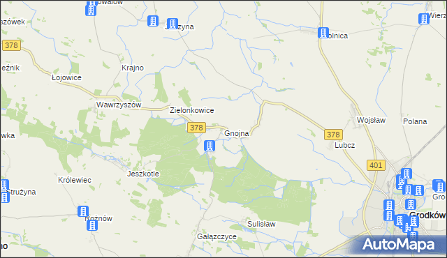 mapa Gnojna gmina Grodków, Gnojna gmina Grodków na mapie Targeo