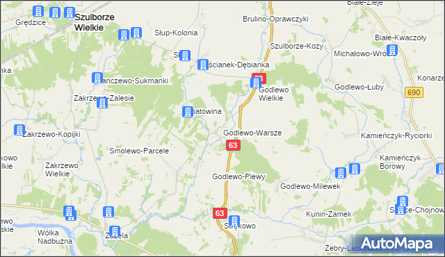 mapa Godlewo-Warsze, Godlewo-Warsze na mapie Targeo