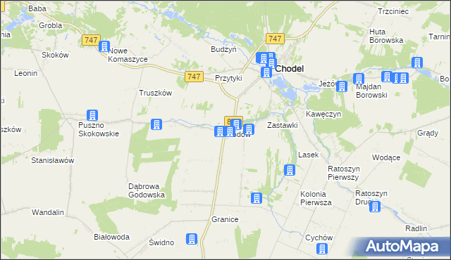 mapa Godów gmina Chodel, Godów gmina Chodel na mapie Targeo