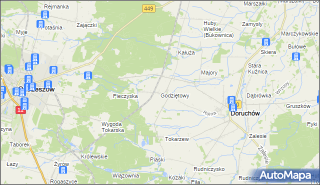 mapa Godziętowy, Godziętowy na mapie Targeo