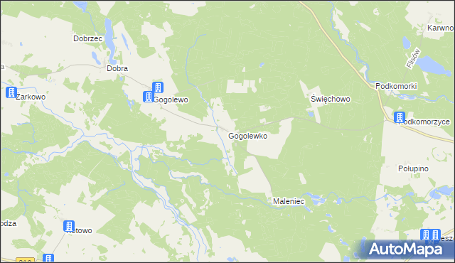 mapa Gogolewko gmina Dębnica Kaszubska, Gogolewko gmina Dębnica Kaszubska na mapie Targeo