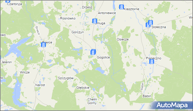 mapa Gogolice gmina Trzcińsko-Zdrój, Gogolice gmina Trzcińsko-Zdrój na mapie Targeo