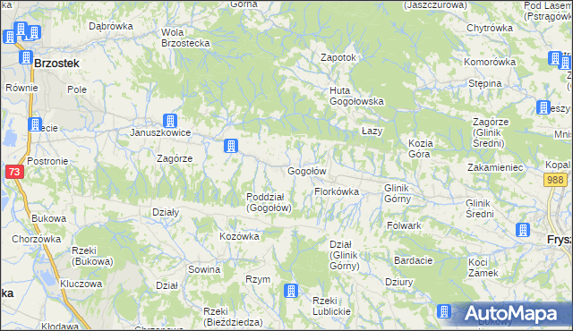 mapa Gogołów gmina Frysztak, Gogołów gmina Frysztak na mapie Targeo