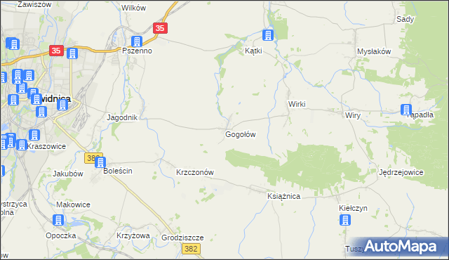 mapa Gogołów gmina Świdnica, Gogołów gmina Świdnica na mapie Targeo