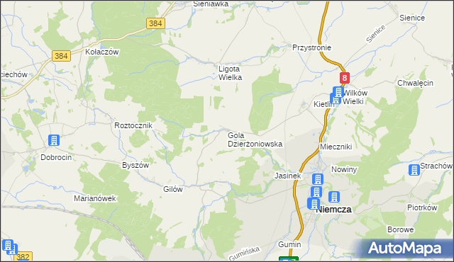 mapa Gola Dzierżoniowska, Gola Dzierżoniowska na mapie Targeo