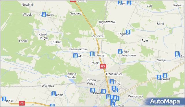 mapa Gołaszyn gmina Łuków, Gołaszyn gmina Łuków na mapie Targeo