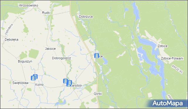 mapa Golce gmina Wałcz, Golce gmina Wałcz na mapie Targeo