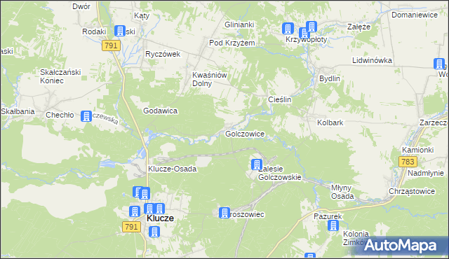 mapa Golczowice gmina Klucze, Golczowice gmina Klucze na mapie Targeo