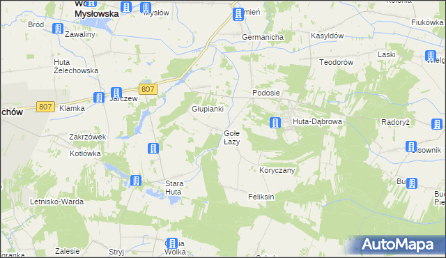 mapa Gołe Łazy, Gołe Łazy na mapie Targeo