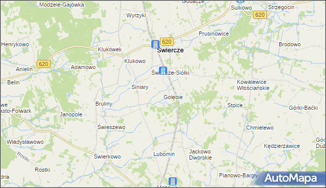 mapa Gołębie gmina Świercze, Gołębie gmina Świercze na mapie Targeo