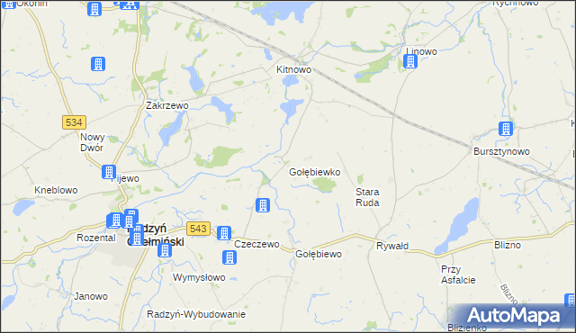 mapa Gołębiewko gmina Gruta, Gołębiewko gmina Gruta na mapie Targeo