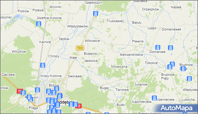 mapa Golice gmina Poddębice, Golice gmina Poddębice na mapie Targeo