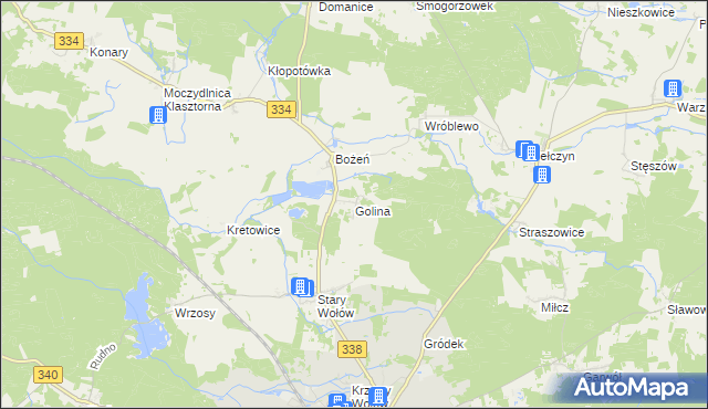 mapa Golina gmina Wołów, Golina gmina Wołów na mapie Targeo