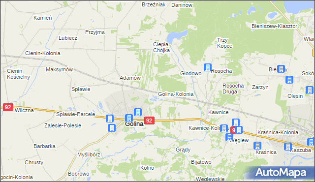 mapa Golina-Kolonia, Golina-Kolonia na mapie Targeo