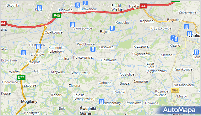 mapa Golkowice, Golkowice na mapie Targeo