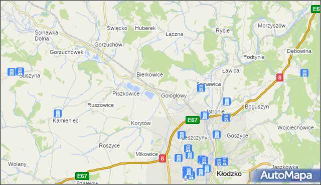 mapa Gołogłowy, Gołogłowy na mapie Targeo